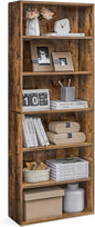 VASAGLE CUSTOS Collection - Bookshelf, 6-Tier Bookcase, Book Shelf, Open Storage Shelf, 9.4 x 23.6 x 63.3 Inches, for Living Room, Home Office, Dinning Room, Rustic Brown ULBC166X01