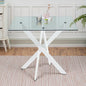 Dining Table for 4 Modern 35.43" Rectangular Glass Dining Table Kitchen & Dining Room Tables with Metal Base for Dining Room and Apartment, Matte White
