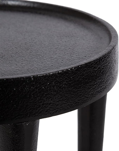 Kate and Laurel Rava Modern Metal Round Drink Table; 10 x 10 x 21; Black; Cast Aluminum Accent Table for Use as Indoor Plant Stand or Living Room Decor Piece