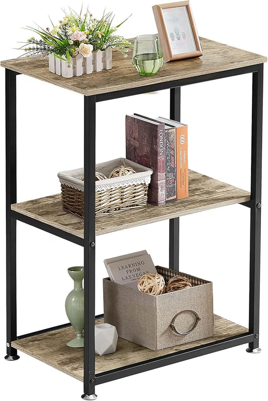 VECELO Tall End Side Table,30" Height Nightstand with 3-Tier Storage Shelf for Living Room Bedroom Office Hallway Study