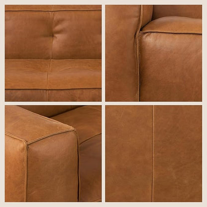 POLY & BARK Capa Sofa in Full-Grain Pure-Aniline Italian Tanned Leather in Saddle Tan