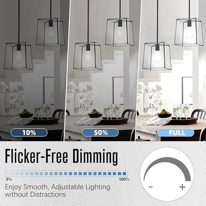 Edison Bulbs 60 watt Equivalent LED, E26 Bulb Dimmable, Cool White 4000K, ST58 Vintage Light Bulbs, 90+ CRI, 6W 600LM, E26 Medium Base, Clear Glass, 18 Pack