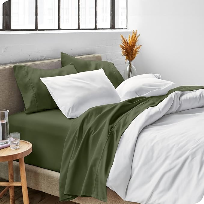 Bare Home Queen Sheet Set - Luxury 1800 Ultra-Soft Microfiber - Double Brushed - Deep Pockets - Easy Fit - 4 Piece Set - Bedding Sheets & Pillowcases (Queen, Cypress)