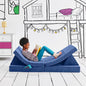 Yourigami Kids and Toddler Play Couch, Convertible Folding Sofa, Durable Foam Modular Design, Sapphire Caves XL