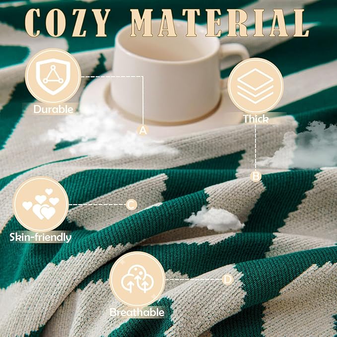 HANDONTIME Couch Cover Boho Sofa Covers Washable Forest Green Dog Covers for Couches Reversible Couch Blanket Cover Geometric Armchair Covers Dark Green, 71" X71"