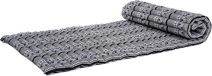 Leewadee - Foldable Floor Mattress - Japanese Roll Up Futon -Trifold Tatami Mat- Guest Floor Bed - Camping Mattress - Thai Massage Mat, Kapok Filled, 75 x 28 inches, Black White