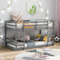 Ball & Cast Twin Over Full Bunk Bed with Two Drawers,Convertible Solid Wood Bed Frame with Ladder & Full Length Guardrails, Detachable Bunk Beds for Kids,Teens,Space Saving, No Box Spring Needed,Grey