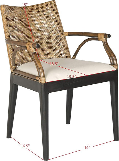 Safavieh Home Gianni Rattan Tropical Woven Arm Chair, Brown/Black