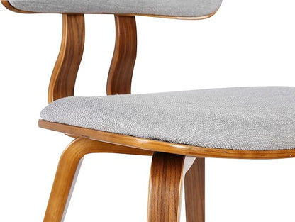 Armen Living Jaguar Mid-Century Dining Chair in Walnut Wood and Gray Fabric - Set of 4