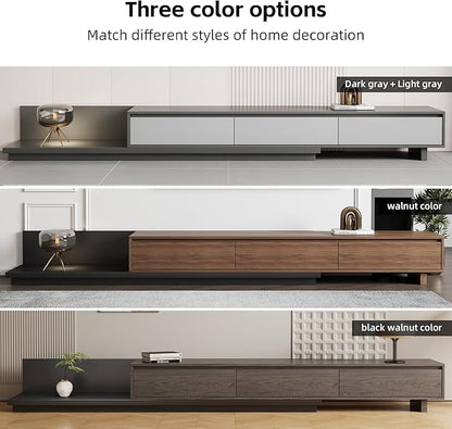 Mid-Century Modern Extendable Entertainment Center with 3 Drawers,TV Stand Adjustable from 78.7" to 130",TV Cabinet for Living Room,Grey