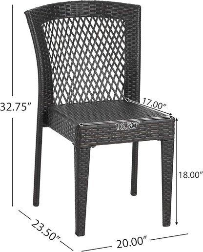 Merax Outdoor Dining Chairs Set of 2,Stackable Chairs with UV-Resistant PE Rattan and Steel Frame for Patio,Garden,Balcony,Supports 400lbs,Brown Multi