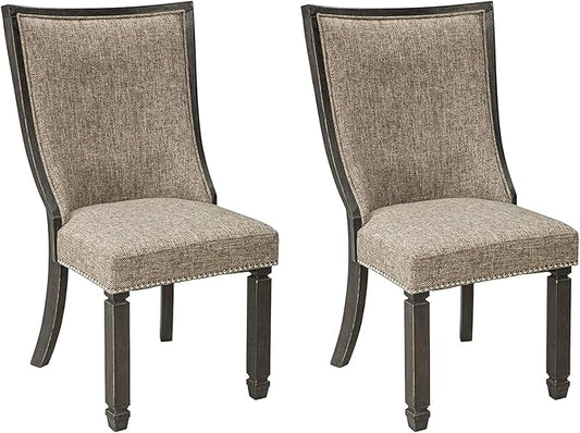 Signature Design by Ashley Tyler Creek Urban Farmhouse Upholstered Dining Chair, 2 Count, Almost Black