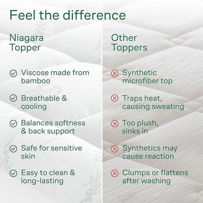 Ultra Soft Twin XL Size Mattress Topper - Viscose Made from Bamboo Pillow Top Mattress Pad for Back Pain Relief - Naturally Cooling for Hot Sleepers, White