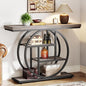 Tribesigns 41.3" Console Table, Industrial 4-Tier Sofa Table Entryway Table with Circle Base, Narrow Wood Accent Tables with Storage Shelves for Living Room, Hallway, Foyer, Gray