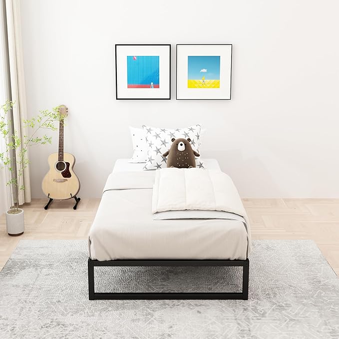 9 Inch Twin XL Bed Frames Heavy Duty Sturdy Metal Platform Bed Frame No Box Spring Needed, Noise Free, Easy Assembly, Black