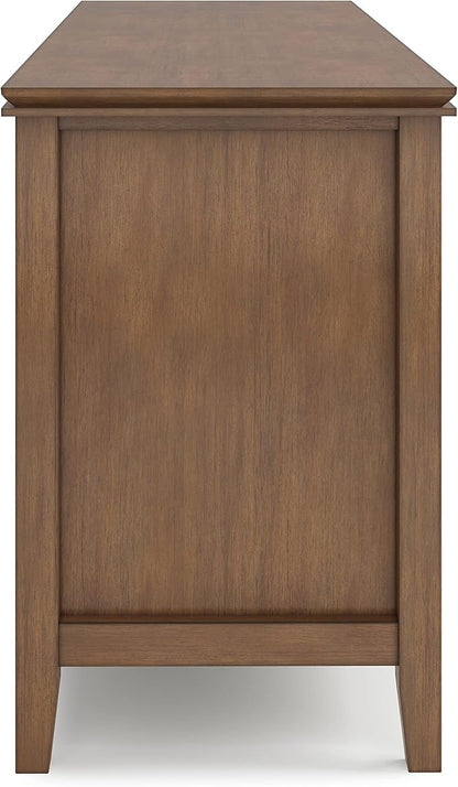 SIMPLIHOME Artisan SOLID WOOD 72 inch Wide Contemporary TV Media Stand in Rustic Natural Aged Brown For TVs up to 80 inches for the Living Room and Entertainment Center