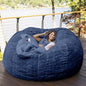 Giant Fur Bean Bag Chair Cover for Kids Adults, (No Filler) Living Room Furniture Big Round Soft Fluffy Faux Fur Beanbag Lazy Sofa Bed Cover (Blue, 7FT)