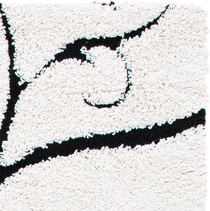 SAFAVIEH Florida Shag Collection Area Rug - 6'7" Square, Ivory & Black, Scroll Design, Non-Shedding & Easy Care, 1.2-inch Thick Ideal for High Traffic Areas in Living Room, Bedroom (SG455-1290)