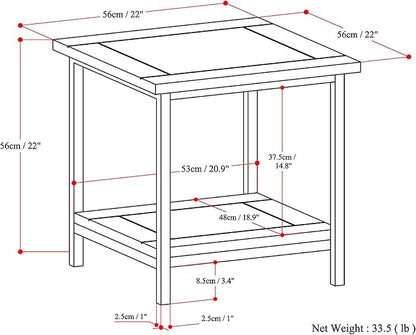 SIMPLIHOME Skyler SOLID MANGO WOOD and Metal 22 inch Wide Square Industrial End Table in Natural for the Living Room and Bedroom
