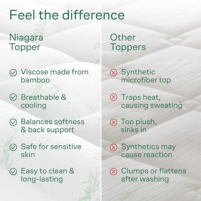 Ultra Soft Full Size Mattress Topper - Viscose Made from Bamboo Pillow Top Mattress Pad for Back Pain Relief - Naturally Cooling for Hot Sleepers, Green