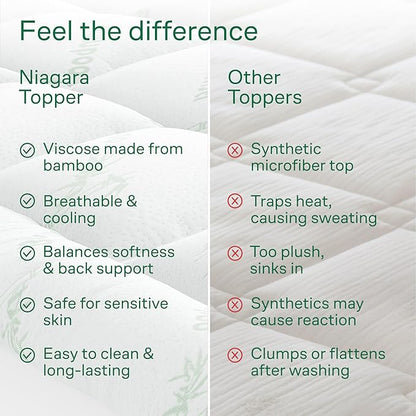 Ultra Soft Full Size Mattress Topper - Viscose Made from Bamboo Pillow Top Mattress Pad for Back Pain Relief - Naturally Cooling for Hot Sleepers, Green