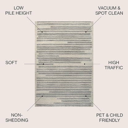 JONATHAN Y Khalil Modern Berber Stripe Cream/Gray Indoor Area Rug, 5x8, Contemporary, Bohemian, Easy-Cleaning for Living Room, Bedroom, Kitchen, Pet Friendly, Non-Shedding (MOH207C-5)