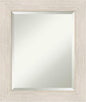 Amanti Art White Bathroom Mirror for Over Sink, 25x21 Hardwood White Wash Rectangle Vanity Mirror, Small Rustic Farmhouse Wood Frame, Hangs Horizonally and Vertically, Bathroom Wall Decor, Beveled