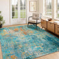 Washable Area Rugs 4'x6' Non-Slip Modern Abstract Soft for Living Room Entryway Bedroom Nursery, Print Pattern, Teal Blue Green Orange Rust Red Colorful