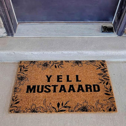 Funny Coir Doormat with Music Lover Yell Mustard - Front Door Mat, Entryway Welcome Mat, 23.7 x 15.7 inch
