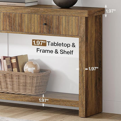 Tribesigns 70.9 inch Console Table with 3 Drawers, Extra Long Entryway Table, Wood Sofa Table Oak Furniture with Open Storage Shelves Wooden Couch Table Foyer Tables for Living Room Hallway Entrance