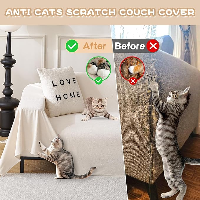 MYSKY HOME White Couch Cover Couch Covers for 3 Cushion Couch Sofa Pet Friendly Sectional Couch Covers L Shape Dog Couch Cover Protector for Sectional Sofa Covers Couch Protector, 71" x 150"