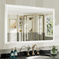 48x32 Inch White Bathroom Mirror for Wall, Thick Metal Framed Rectangle Mirrors for Over Sink, Bedroom, Living Room, Entryway, Anti-Rust, HD Tempered Glass