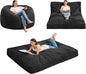 Hobestluk Bean Bag Chair Convertible Beanbag Chairs for Adults, 3 in 1 Bean Bags with Plush Chevron Cover, Adult Bean Bag Chair for Living Room, Bedroom (Black, Full)