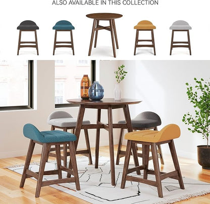 Signature Design by Ashley Lyncott Contemporary 28.5" Counter Height Upholstered Bar Stool with Foam Cushion, 2 Count, Charcoal & Brown