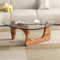 Modern Glass Coffee Table for Living Room, Small mid Century Coffee Table, Stylish Coffee Tables Suitable for Bedroom Living Room Reception Office Tables（Walnut/Transparent，Small）