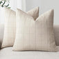 Foindtower Set of 2 Decorative Linen Check Throw Pillow Covers Neutral Farmhouse Vintage Cushion Covers Modern Boho Home Decor For Sofa Chair Couch Bedroom Living Room Outdoor,18×18 Inch,Natural Beige
