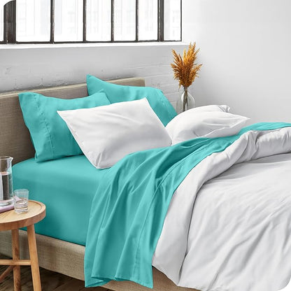 Bare Home Twin Sheet Set - 1800 Ultra-Soft Microfiber Twin Bed Sheets - Double Brushed - Deep Pockets - Easy Fit - Extra Soft - 3 Piece Set - Bedding Sheets & Pillowcases (Twin, Turquoise)