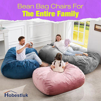 Hobestluk 3FT Bean Bag Chair Large Beanbag with Removable Cover Adult Bean Bag Chair with Portable Handle Desgin for Living Room Bedroom (Black, 3FT)