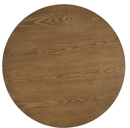 Christopher Knight Home Kiaya Round Coffee Table with PE Woven Design, Wood Coffee Tables for Living Room, Stylish Indoor Round Table, Easy Assembly, Versatile Living Room Furniture, Natural Brown