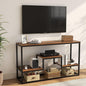 Tall TV Stand for TVs up to 55 Inch, TV Console Table with 3-Tier Open Storage Shelves, Modern Industrial Entertainment Center for Living Room, Bedroom，Rustic Brown