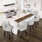 Counter Height Swivel Bar Stools Set of 6, 26 Inch Bar Stools with Footrest, Linen Fabric Upholstered Barstools with Back and Solid Wood Legs for Kitchen Island, Dining Room,Pub,White