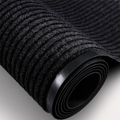TANYOYO 3' X 6' Commercial Grade Door Floor Mat Brush Step Entrance Mat Vinyl Backed Utility Doormat Heavy Duty Floor Rugs Commercial Outdoor Carpet Indoor Entrance Mat，Black