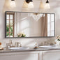YIROMAN Bathroom Mirror 48"x24", Large Matte Black Bathroom Mirror for Over Sink with Aluminum Frame, Rectangular Vanity Mirror with Right Angle, Wall Mirror Hangs Horizontal or Vertical, Shatterproof