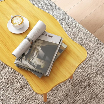 Cookie Coffee Table Low Table with 4 Solid Wood Sturdy Legs, Floor Table Desk for Sitting on The Floor, Storage and Living Room Furniture (Natural)