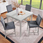 KEIKI 5-Piece Counter Height Dining Table Set with Square Table and 4 Upholstered Chair, for 4 Person, Classic Crystal Decoration Wooden Table Set, Easy Assembly, for Kitchen, Dining Room, Silver Grey