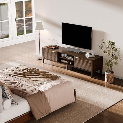 TV Stand for Living Room - up to 65 Inch TVs Mid Century Modern Entertainment Center with Storage and Adjustable Shelves, Media Console Table Walnut 60"