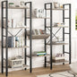 Shintenchi Industrial Bookcase,71.6” Triple 4 Tier Bookshelf with 11 Open Display Shelves,Large Etagere Bookshelf Open Record Player Shelves,Wide Book Shelf Book Case for Home & Office, Grey