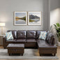 L Shaped Sectional Couches, Modern Modular Sectional Sofa for Living Room Bedroom Furniture, Cozy 4 Seat Couch with Ottoman Storage & Chaise, Brown