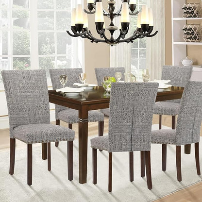 Parsons Dining Chairs Set of 4, Upholstered Nailhead Dining Room Kitchen Side Chair with Thick Cushions and Wood Legs, Black/White