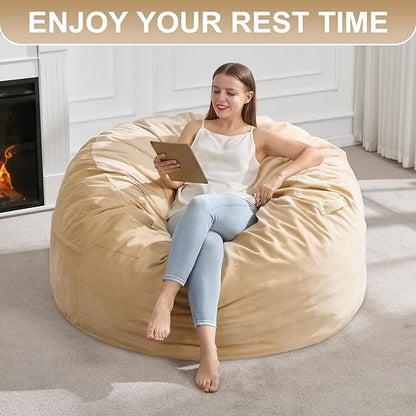 Hobestluk 4FT Bean Bag Chair Giant Bean Bag Chairs for Adults Large Bean Chairs with Removable Cover, Beanbag Chair with Filler, Adult Bean Bag Chairs for Living Room, Bedroom